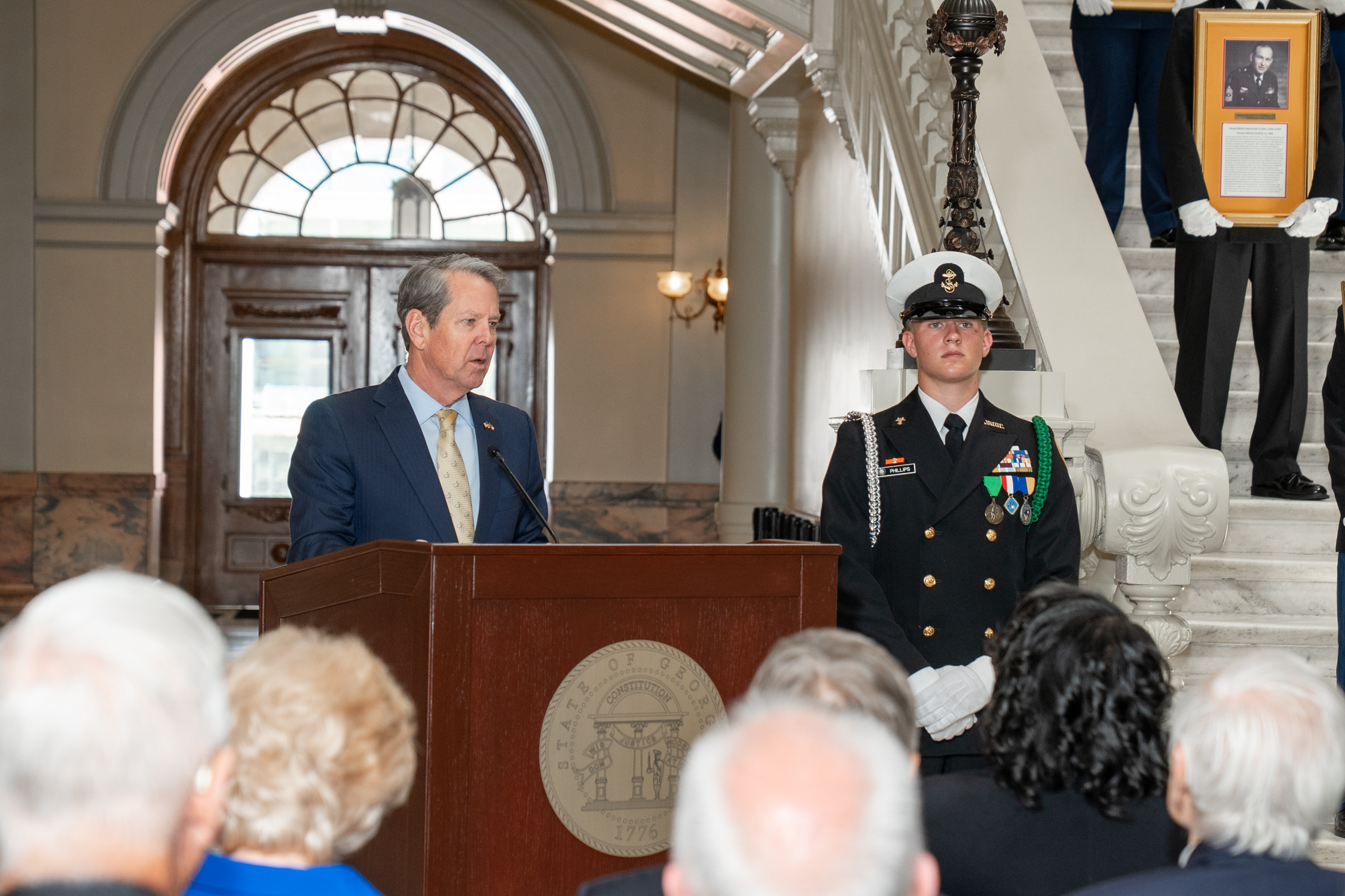 Governor at podium, Georgia State Capitol